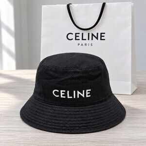 CELINE Black Cotton Bucket Hat